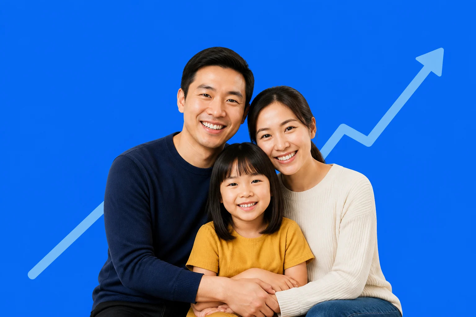 A simplified editorial portrait illustrating a family's growth journey.
